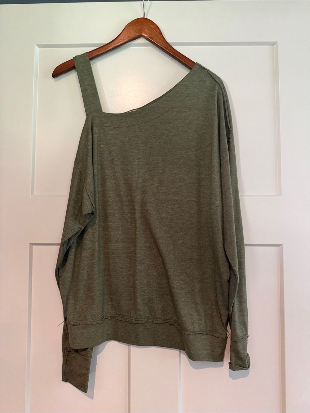 We The Free Olive Green One-Shoulder Sweatshirt